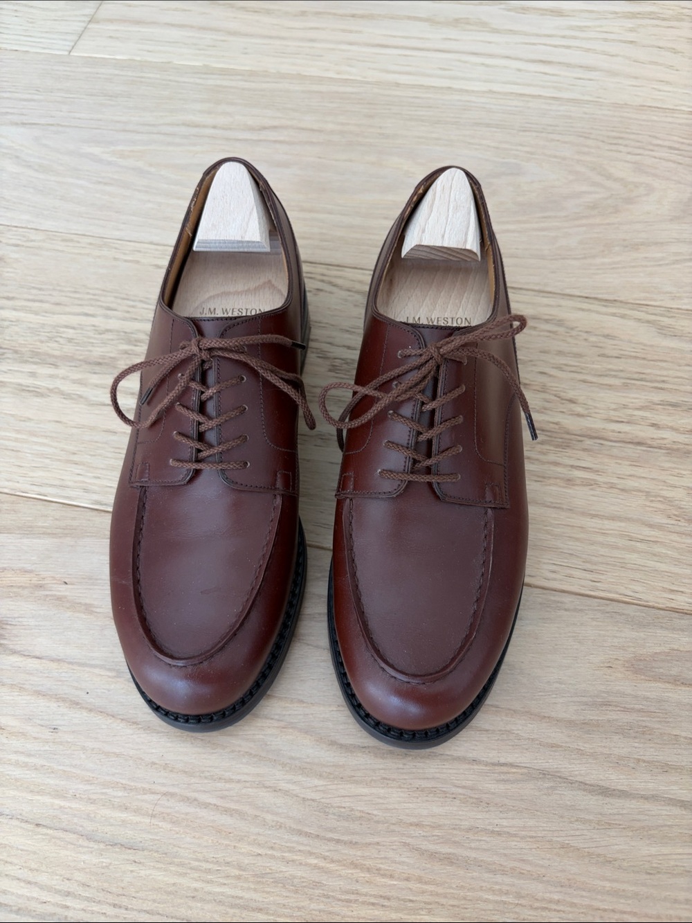JM Weston Derby Golf -  Brown Leather - Men - Size JM Weston: 7.5D (43/US 9.5)